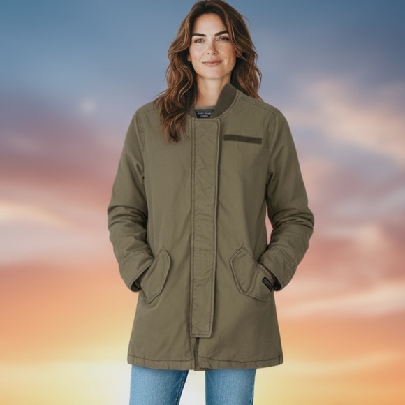 Abercrombie & Fitch Olive Green Sherpa Jacket Size Small - Picture 1 of 14